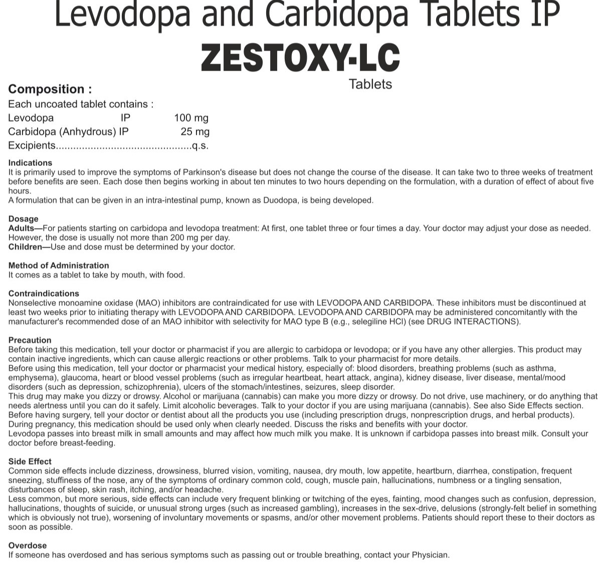 ZESTOXY - LC TABLETS